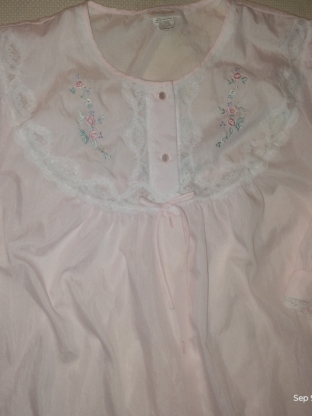 Vintage Barbizon XL Pale Pink Lace-Trim House Dress/Coat/Gown